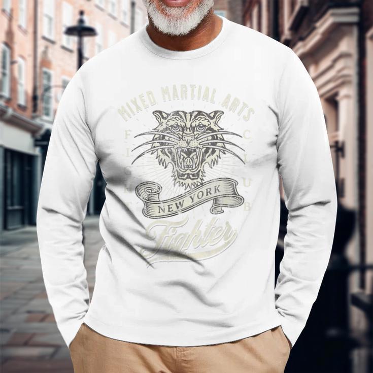 総合格闘技 タイガー ジム ヴィンテージ レトロ 長袖Tシャツ 高齢者への贈り物
