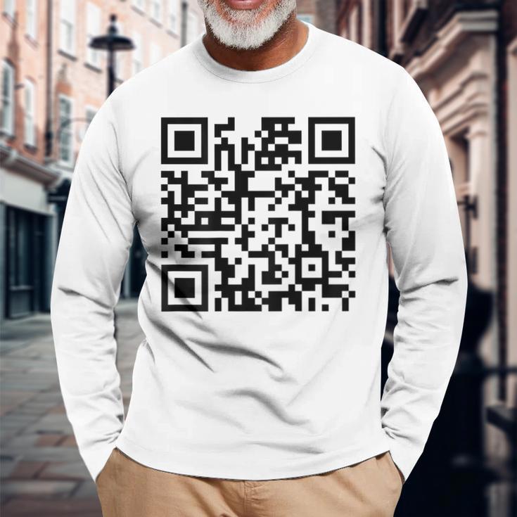 裏面面白いqr Fck You Code 中指言葉 長袖Tシャツ 高齢者への贈り物