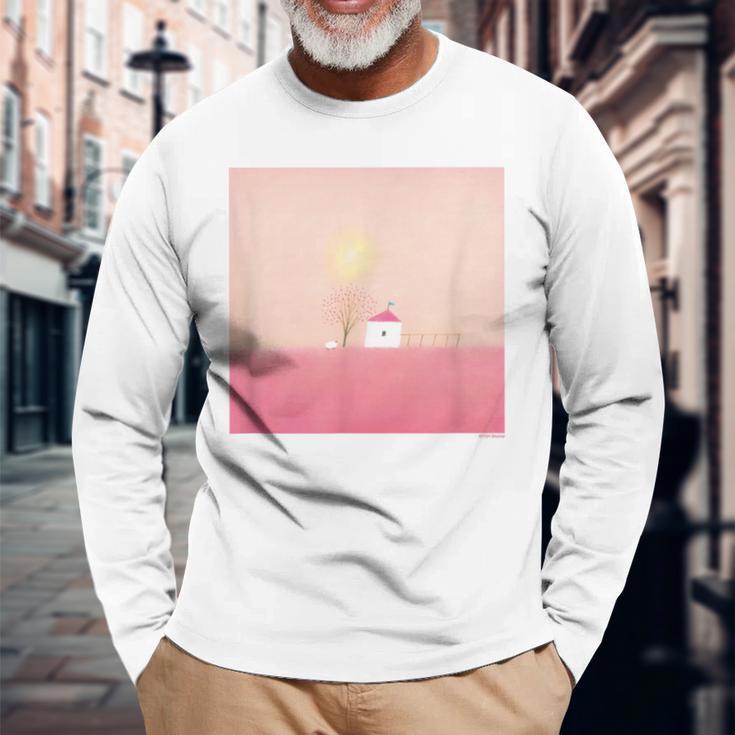 詩とメルヘン 葉祥明 ピンク屋根のぼくの家 長袖Tシャツ 高齢者への贈り物