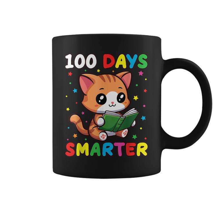 100 Days Smarter Happy Cute Cat Reading A Book Graphic Print Coffee Mug