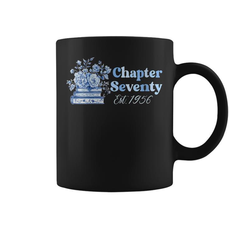 1956 Chapter Seventy 70th Birthday Blue Toile Floral Book Graphic Print Coffee Mug