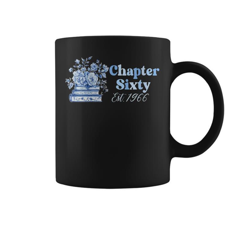 1966 Chapter Sixty 60th Birthday Blue Toile Floral Book Graphic Print Coffee Mug