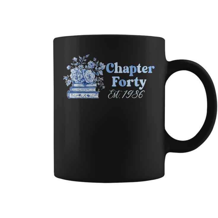1986 Chapter Forty 40th Birthday Blue Toile Floral Book Graphic Print Coffee Mug
