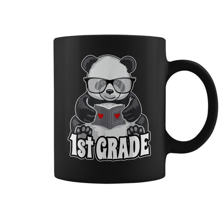 1st Grade Back To School Panda Book Reader Teacher Heart Graphic Print Coffee Mug