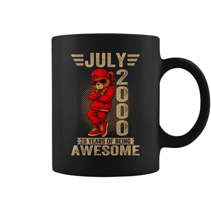 2000年7月26日誕生日メンズレディース素晴らしいテディベア。 コーヒーマグ