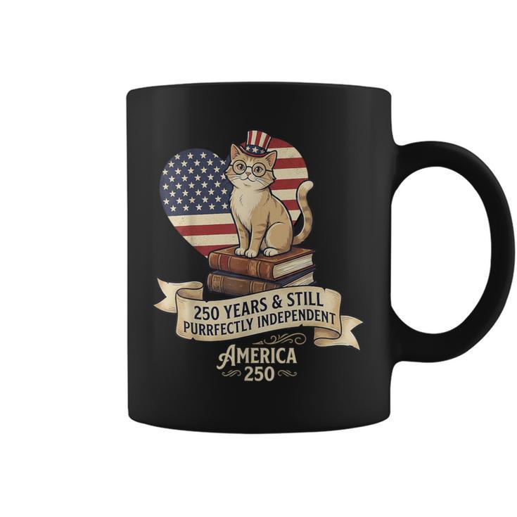250 Anniversary USA Shirt Book Cute Cat 4th Of July Graphic Print Coffee Mug
