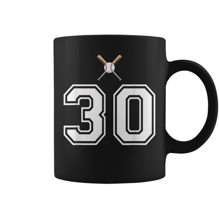 30 番 野球スタイル ヴィンテージホワイト コーヒーマグ