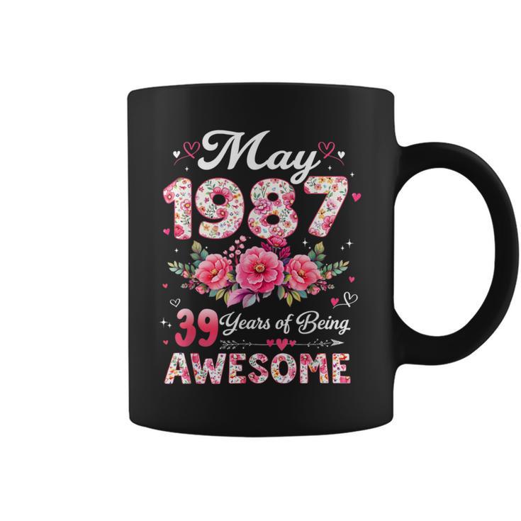 39歳 1987年5月 花柄 39歳 誕生日 男性 女性 コーヒーマグ