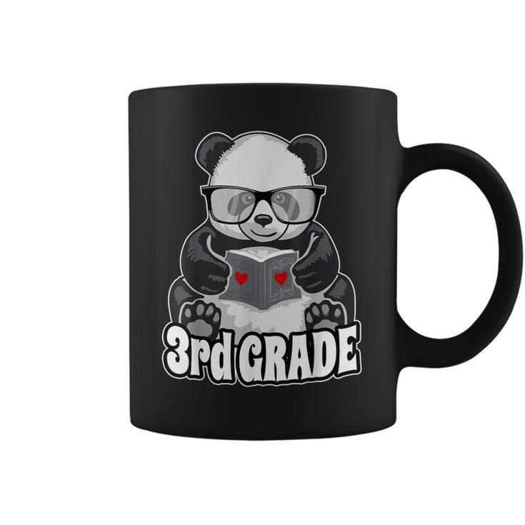 3rd Grade Back To School Panda Book Reader Teacher Heart Graphic Print Coffee Mug