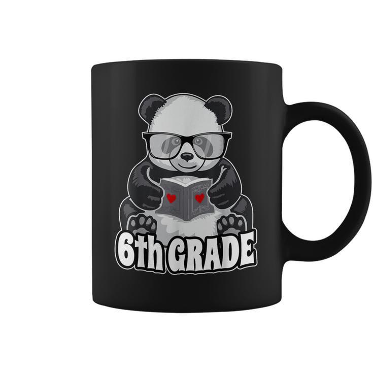 6th Grade Back To School Panda Book Reader Teacher Heart Graphic Print Coffee Mug