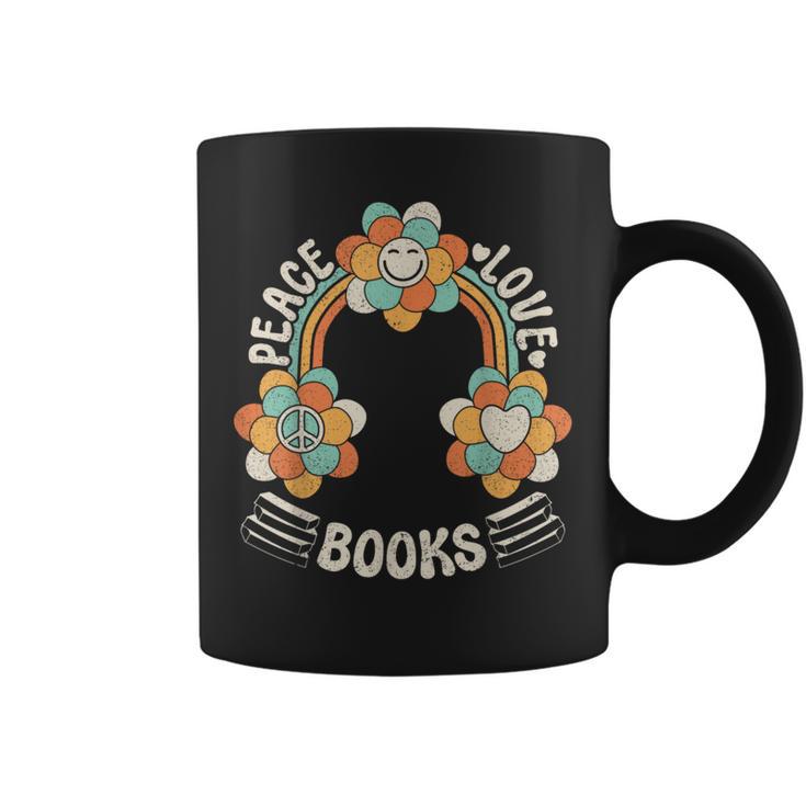 70s Groovy Rainbow Reading Outfit Hippie Peace Love Books Graphic Print Coffee Mug