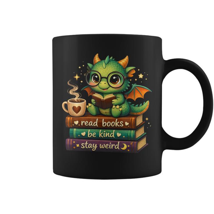Adorable Dragon Read Books Be Kind Stay Weird Fantasy Lover Graphic Print Coffee Mug