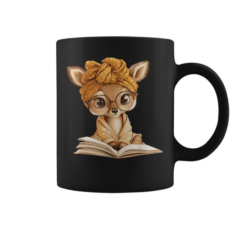 Adorable Fawn Reading Book Lover With Graphic Print Coffee Mug