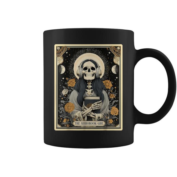 The Audiobook Girl Books Headphones Tarot Card Skeleton Graphic Print Coffee Mug