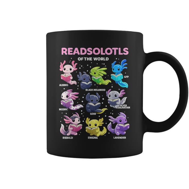 Axolotl Kawaii Readsolotl Of The World Axolotls Read Book Graphic Print Coffee Mug