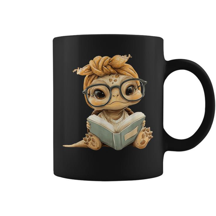 Baby Turtle Open Book Reading Animal Lover Graphic Portrait Graphic Print Coffee Mug