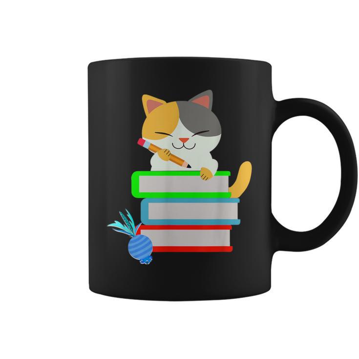 Back To School Kawaii Cat School Books Homework For Men Women Kids Graphic Print Coffee Mug