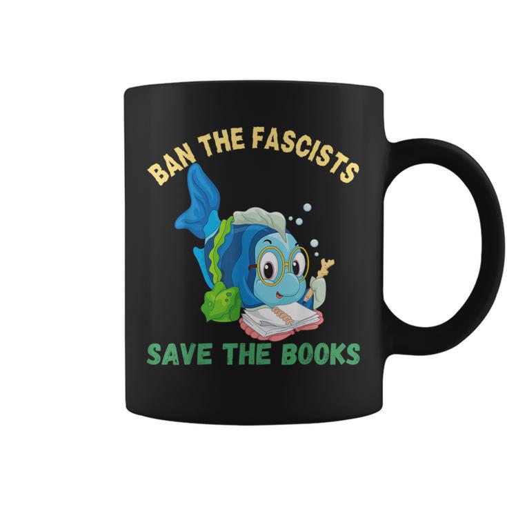 Ban The Fascists Save The Books Book Lover Worm Fish Graphic Print Coffee Mug