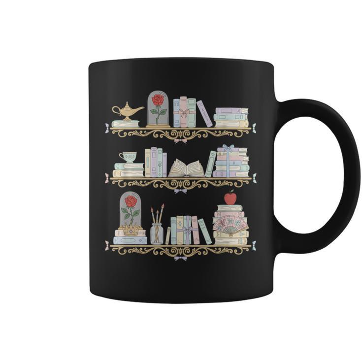 Belle Inspired Book Shelf Art Rose Book Lover For Women Graphic Print Coffee Mug