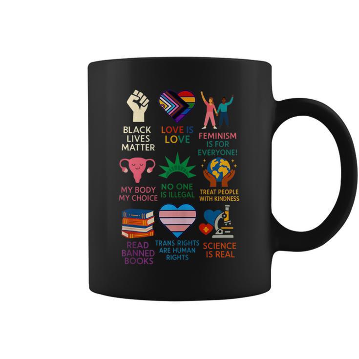 BLM Human Rights Feminism Trans Science Books LGBTQ Kindness Graphic Print Coffee Mug BLM Human Rights Feminism Trans Science Books LGBTQ Kindness Graphic Print Coffee Mug