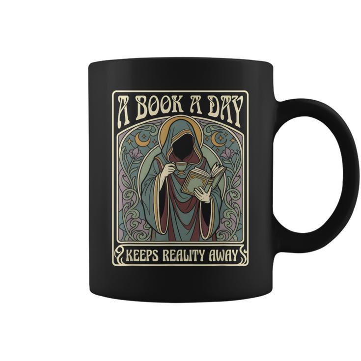 A Book a Day Keeps Reality Away Reading Lover Tarot Card Graphic Print Coffee Mug