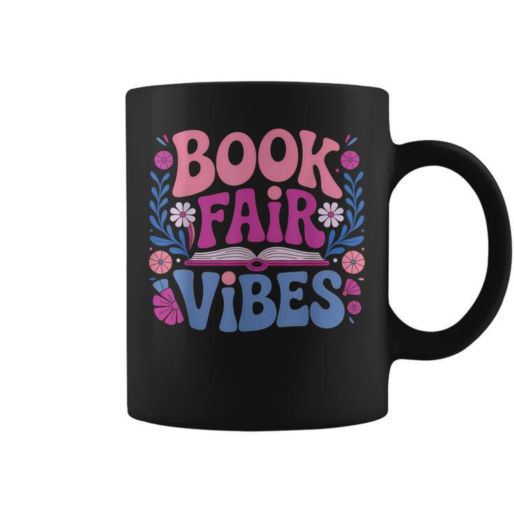 Book Fair Vibes Retro Teacher Reading Lovers Librarian Graphic Print Coffee Mug