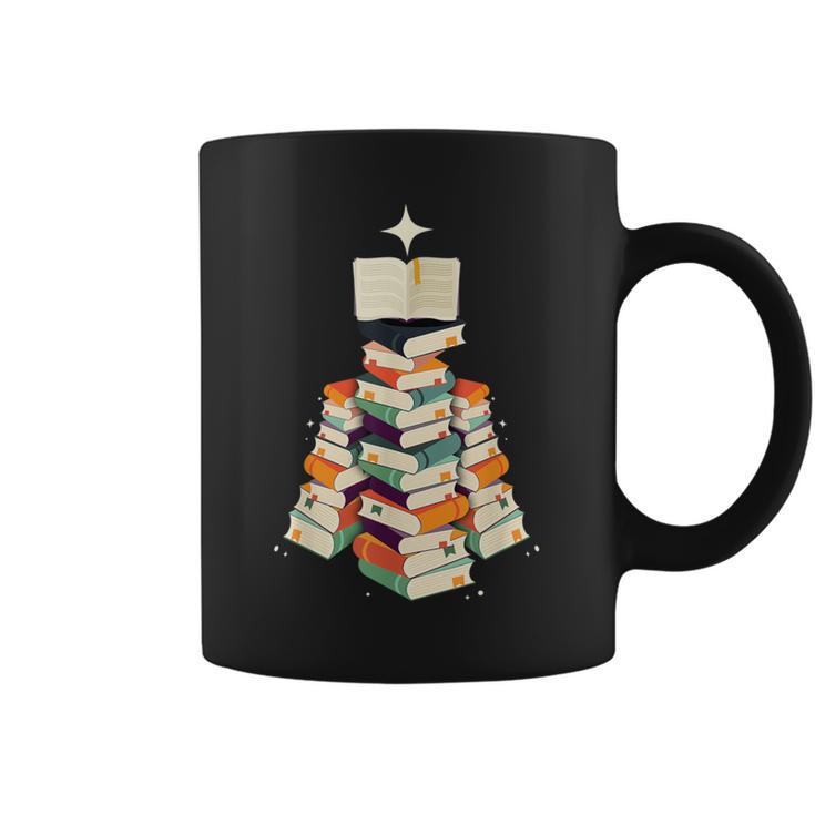 Book Lover Bookworm Librarian Merry Christmas Tree Graphic Print Coffee Mug
