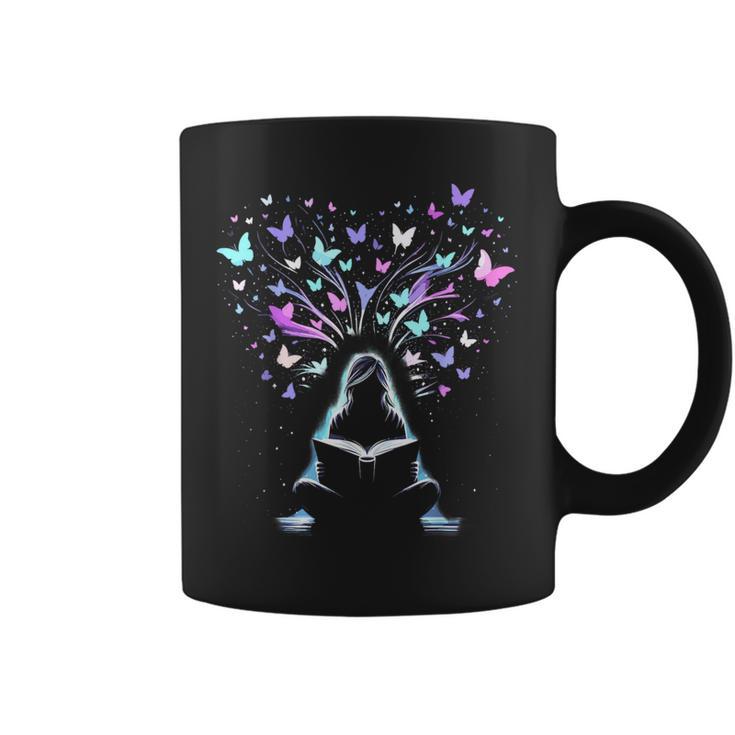 Book Lover Bookworm Reading Books Butterfly Graphic Print Coffee Mug