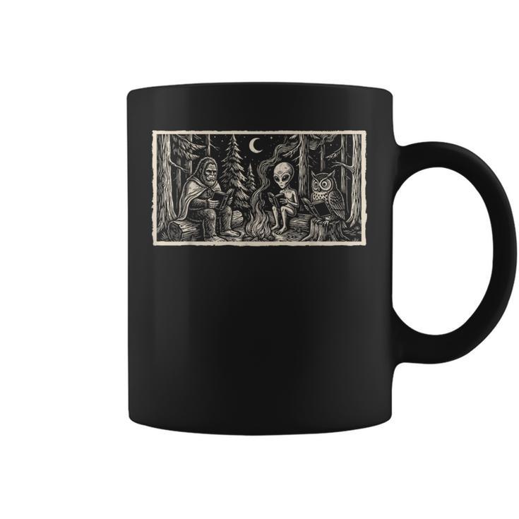 Book Lover Cryptid Book Club Meme Bigfoot Alien Reader Graphic Print Coffee Mug