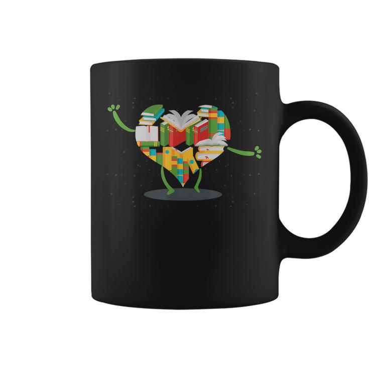 Book Lover Heart Shape Reading Club Librarian Bookworm Graphic Print Coffee Mug