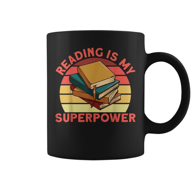 Book Lovers Reading Is My Superpower Avid Readers Bookworms Graphic Print Coffee Mug