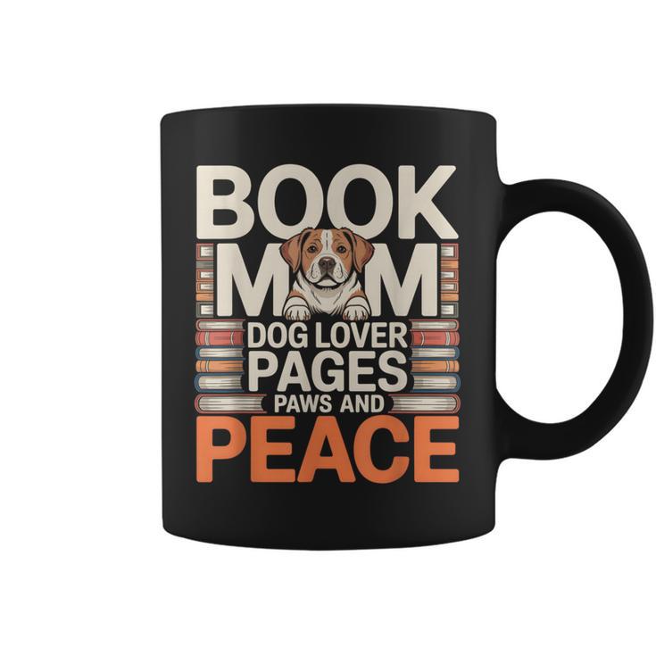 Book Mom Dog Lover Pages Paws And Peace Reading Graphic Print Coffee Mug