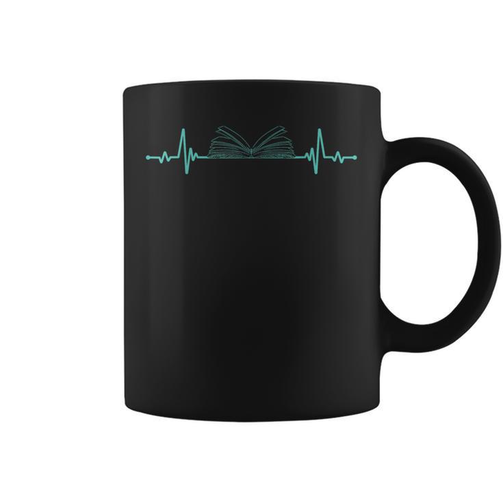 Book Reader Heartbeat Shirt Reading Lover Bookworm Graphic Print Coffee Mug