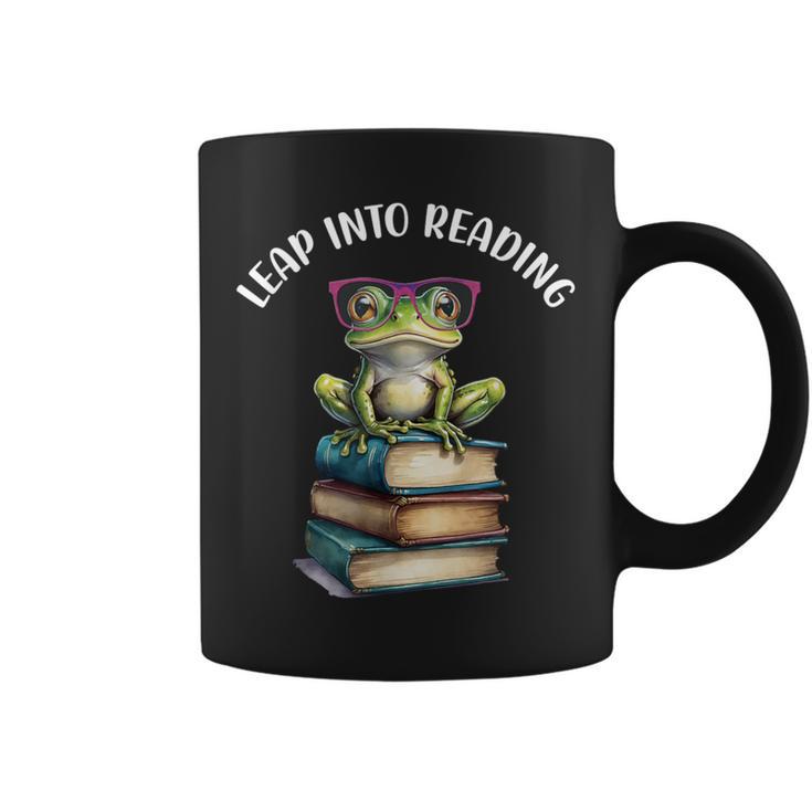 Book Reading Cute Frog Leap Into Reading Graphic Print Coffee Mug
