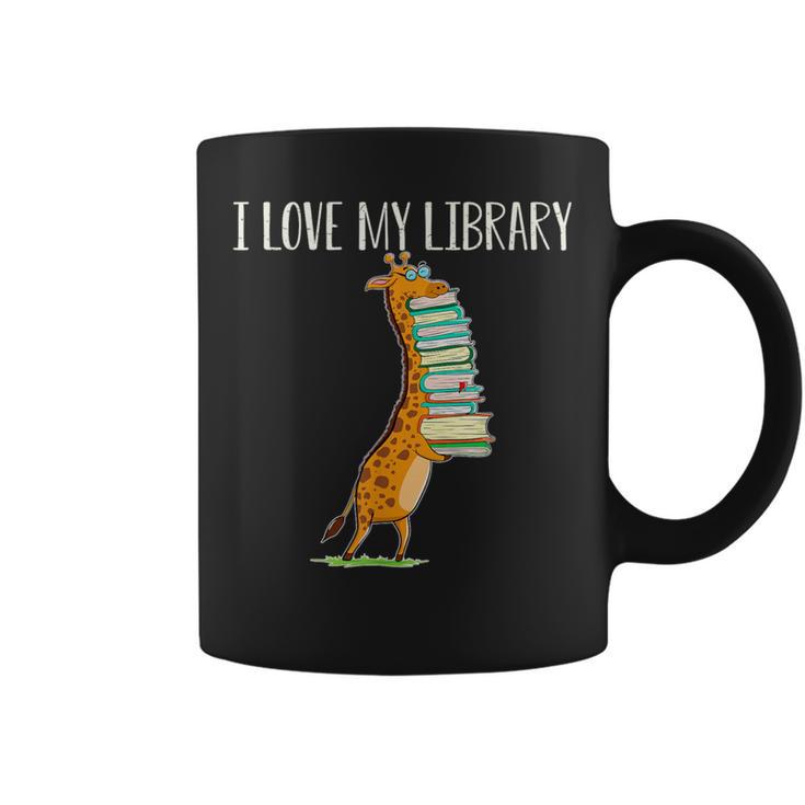 Book Reading Giraffe I Love My Library Graphic Print Coffee Mug