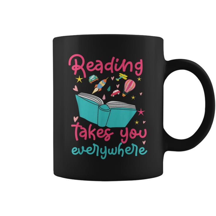 Book Reading Reading Takes You Everywhere Graphic Print Coffee Mug