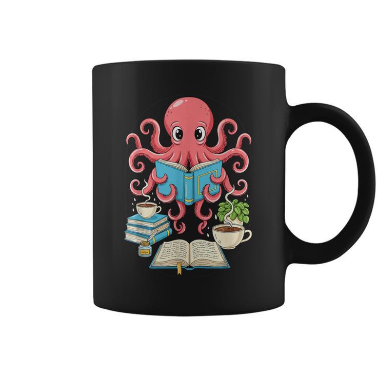 Bookish Octopus Reading Books And Coffee Literary Lover Art Graphic Print Coffee Mug