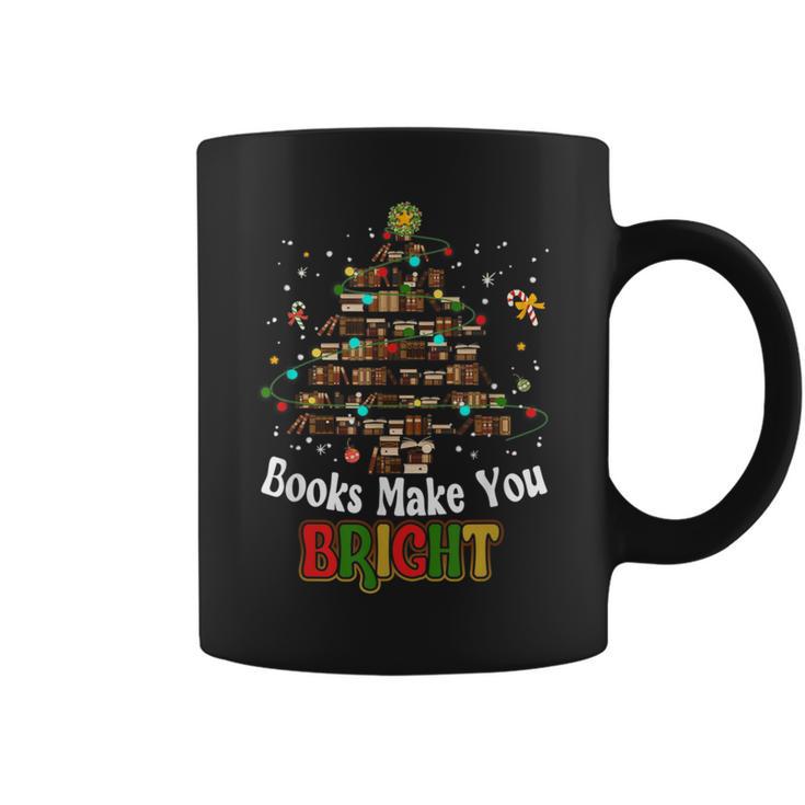 Books Make You Bright Books Christmas Tree Merry Xmas Graphic Print Coffee Mug