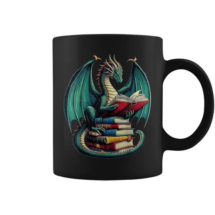 Books Dragon Reading Book Lover Graphic Print Coffee Mug