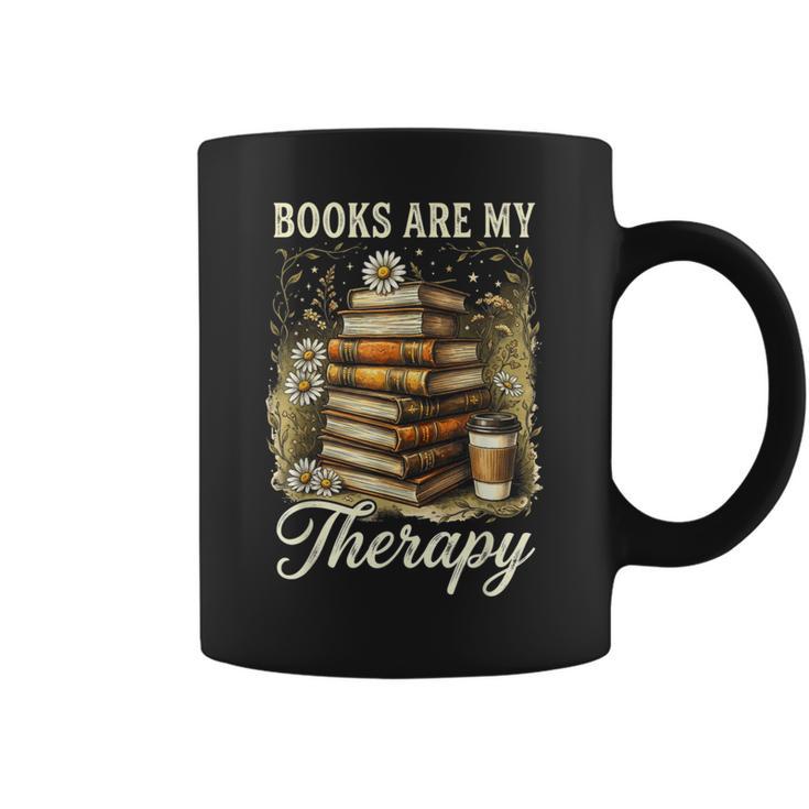 Books Are My Therapy Coffee Bookworm Retro Reading Graphic Print Coffee Mug