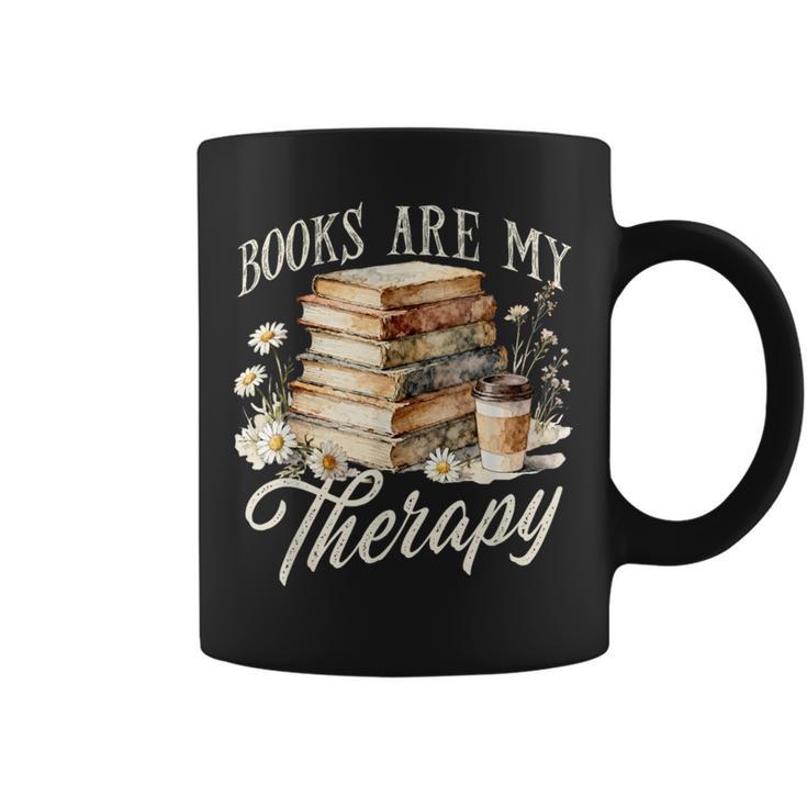 Books Are My Therapy Floral Book Lover Reading Bookworm Nerd Graphic Print Coffee Mug