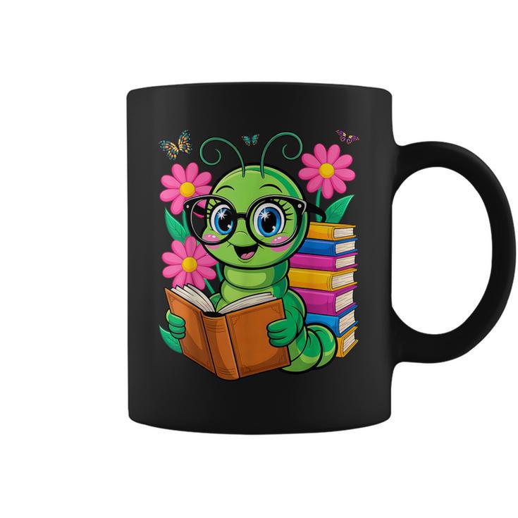 Bookworm Costume Kawaii Reading Worm For World Book Day Graphic Print Coffee Mug