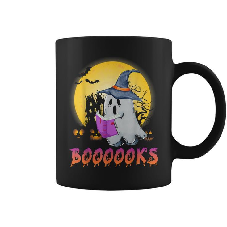 Boooks Cute Ghost Book Reading Halloween 2022 Teacher For Men Women Kids Graphic Print Coffee Mug