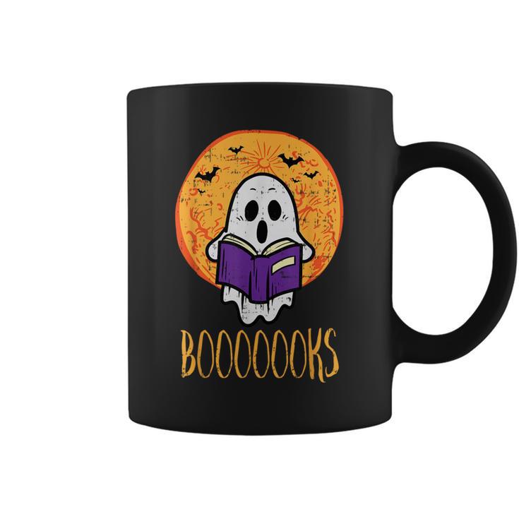 Boooks Moon Ghost Reading Halloween Bookworm Librarian Book Graphic Print Coffee Mug