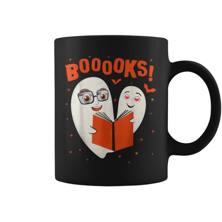 Booooks Boo Ghost Book Library Halloween Students Teachers Men Women Kids Graphic Print Coffee Mug