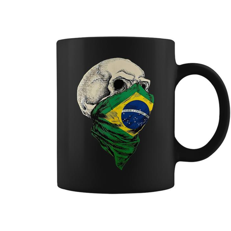 Brasil Brasil Brasil Flagkull In Mangas Taza de café