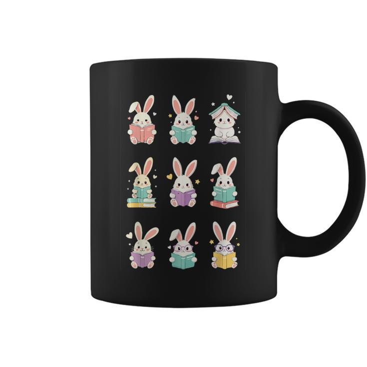 Bunny Reading Books Easter Day Cute Rabbit Librarian Teacher Graphic Print Coffee Mug