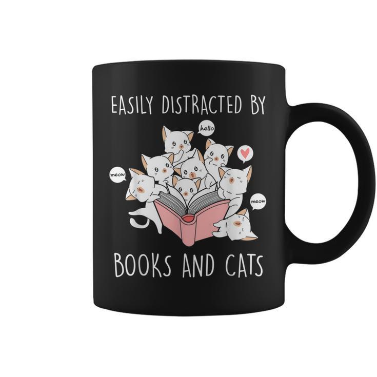 Cat & Book Lover Easily Distracted By Cats And Books For Men Women Kids Graphic Print Coffee Mug