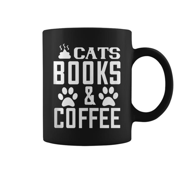 Cat Lover Cats Books And Coffee Graphic Print Coffee Mug