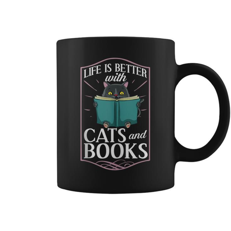 Cat Read Book Reader Reading Librarian Graphic Print Coffee Mug